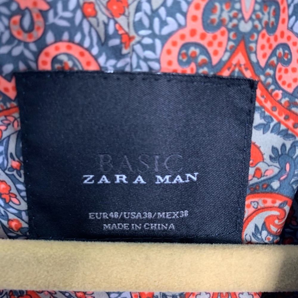 Zara Man blue blazer with green contrasting button - Picture 4 of 5